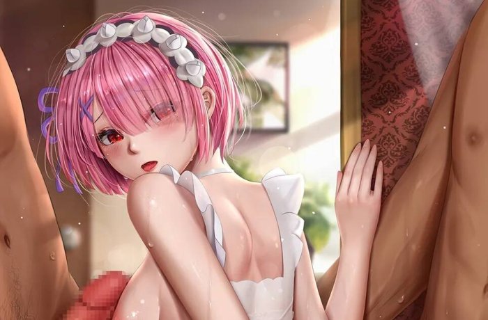 Ram's Steamy Maid Threesome in Re:Zero with Rem and Subaru: Lolicon Twins Fingering Frenzy