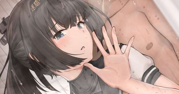 Akizuki's Naval Ecstasy: Kantai Collection FFM Threesome with Teitoku & Teruzuki Unleashes Military-Grade Anal Pleasure - pic 1