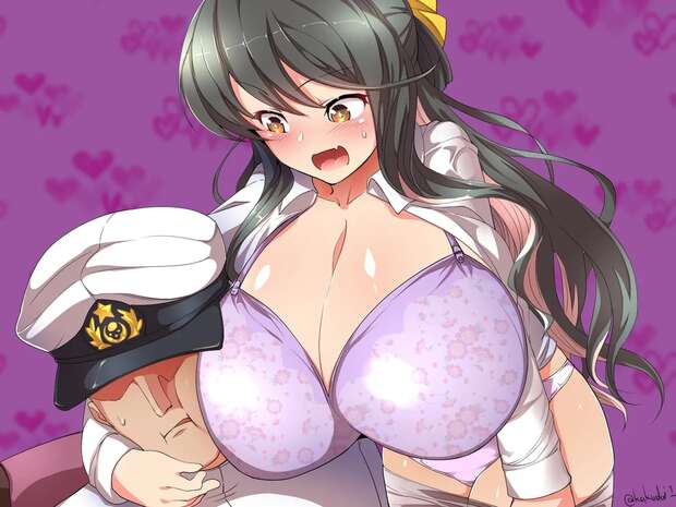 Naganami's Forbidden Desires Unleashed: Kantai Collection's Busty Schoolgirl Battles Full Censorship with Teitoku's Paizuri Passion - pic 3