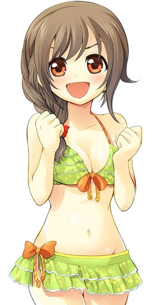 Chihiro Senkawa's Wild Idolmaster Orgy: Double Penetration and Threesomes with Producer and Uzuki Shimamura in Exhibitionist Swimsuits - pic 5