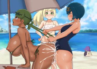 Mallow's Dark Skin Temptation: Pokémon's Wild Prostitution Adventures with Lana and Lillie in Condom-Fueled Threesomes