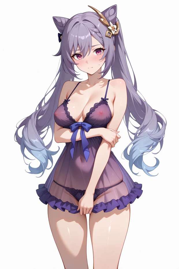 Keqing's Electrifying Double Penetration Orgy in Genshin Impact: Big Breasts, Nakadashi, and Horned Twintails Galore! - pic 1