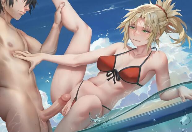 Mordred Pendragon's Wild Desires in Fate/Grand Order vs Charlotte Dunois' Seductive Charms in Infinite Stratos: Stockings, Blowjobs, and Crossdressing Ecstasy - pic 1