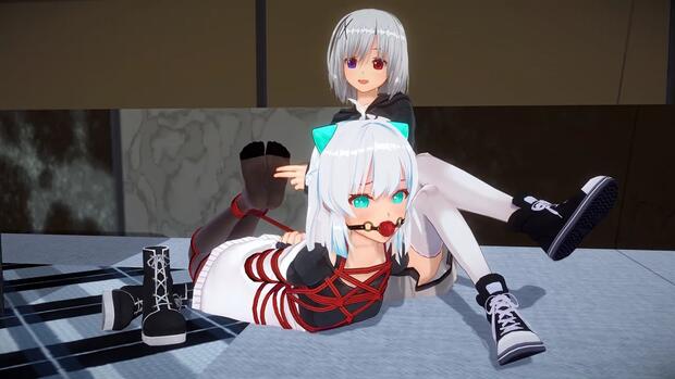 Hu Tao's Mischievous Genshin Impact Seduction vs Haru Yuuki's Idolmaster Tease: Bondage Blowjobs and Pantyhose Ecstasy - pic 3