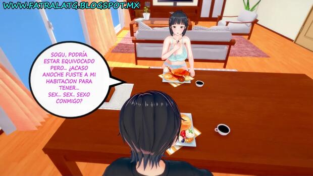 Kazuto Kirigaya's Forbidden Incest Desires in Sword Art Online Clash with Roronoa Zoro's Big Breasts Conquest in One Piece Hentai - pic 3